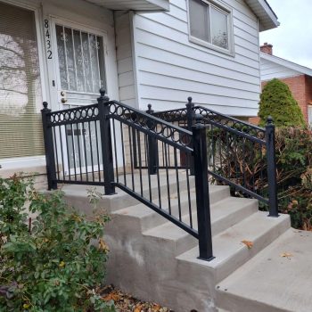 Painted black metal porch railings